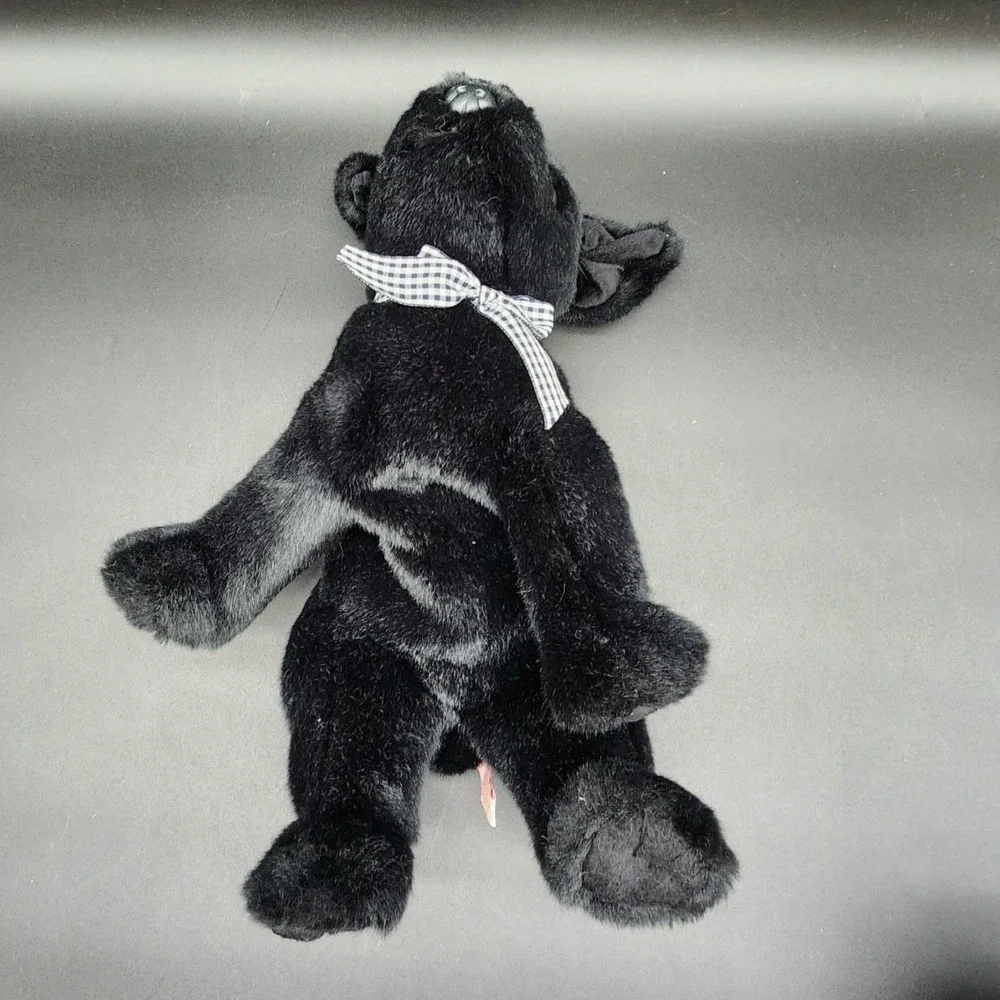 Ty Black Luke Beanie Buddies‎ Black Lab Dog Plush 2001 Vintage Puppy Gingham Bow